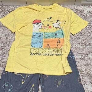 Pokemon Kids Yellow and Gray Pikachu Pajama Set